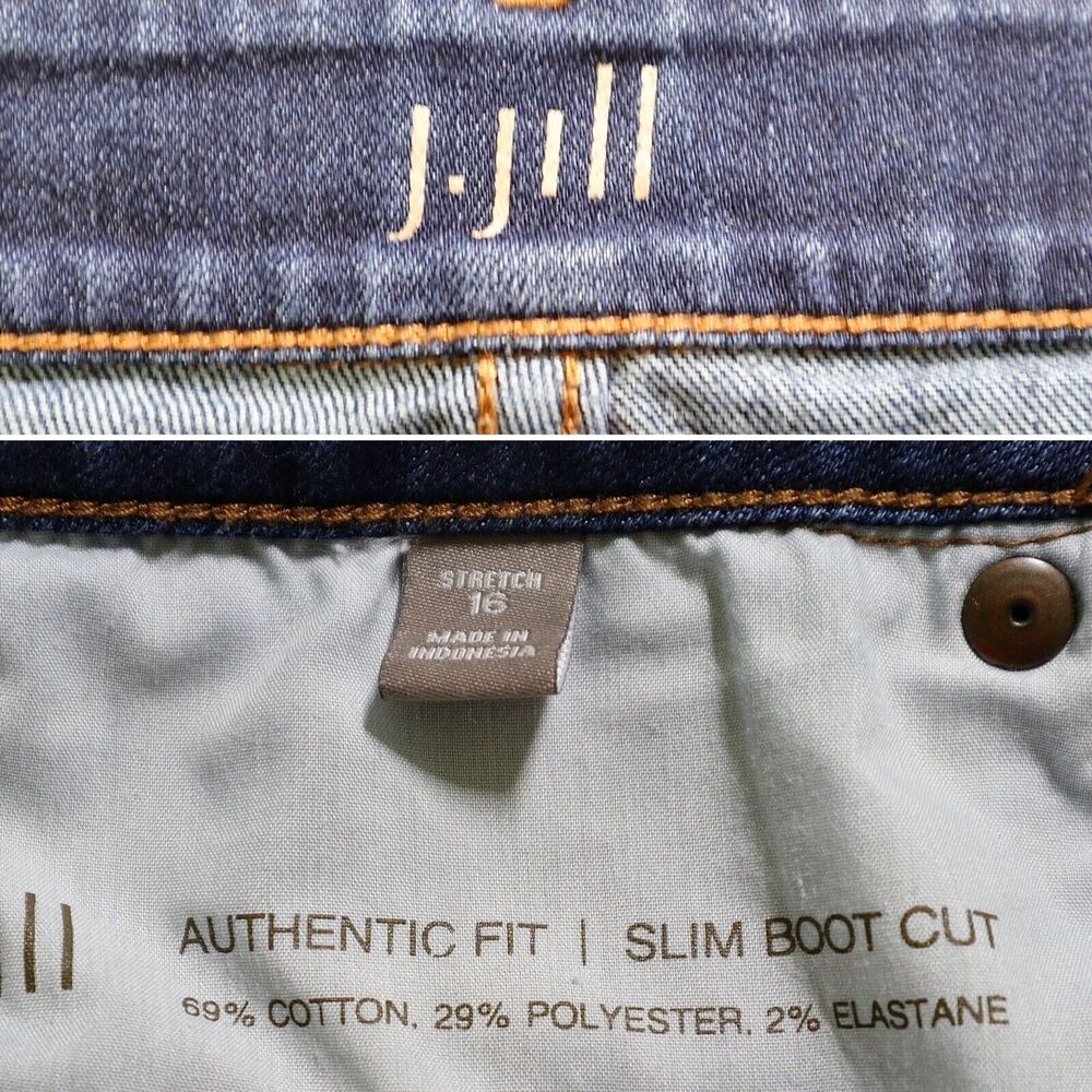 J Jill Size 16 Authentic Fit Slim Bootcut Jeans Hemmed Denim Blue - Picture 8 of 9